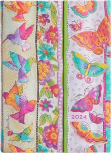 agenda paperblanks 2024 mariposas y colibrís midi(13 x 18cm) día página y cierre con solapa magnética-9781439708101