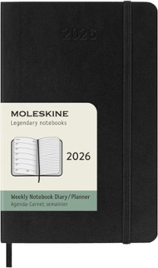 agenda moleskine 2026 semanal pocket negra tapa blanda-8056999275211