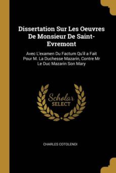 dissertation sur les oeuvres de monsieur de saint-evremont-9780270777901