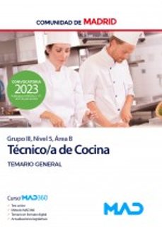 tecnico de cocina (grupo iii, nivel 5, area b) de la comunidad de madrid. temario general-9788414273531