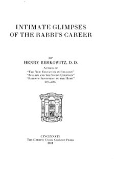 intimate glimpses of the rabbi's career (ebook)-henry berkowitz-9780878201341