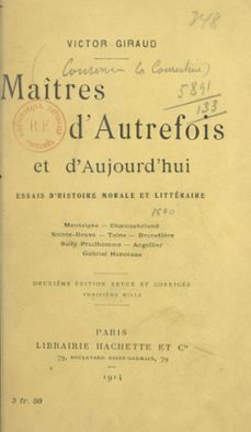 maitres d'autrefois et d'aujourd'hui (ebook)-victor giraud-9782706262951