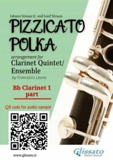 bb clarinet 1 part of "pizzicato polka" clarinet quintet / ensemble sheet music (ebook)-9791222002361