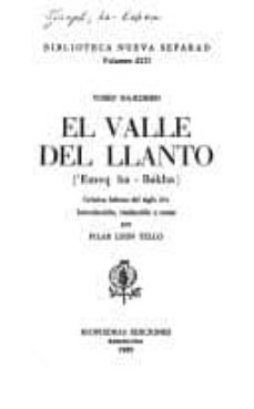 el valle del llanto-yosef ha kohen-9788472131071