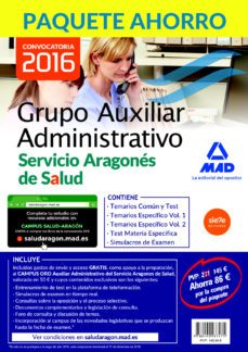 auxiliar administrativo del servicio aragonés de salud. (incluye temario común y test, temario específico i y ii, test-9788490937471