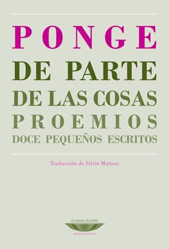 Portada de DE PARTE DE LAS COSAS PROEMIOS de PONGE FRANCIS