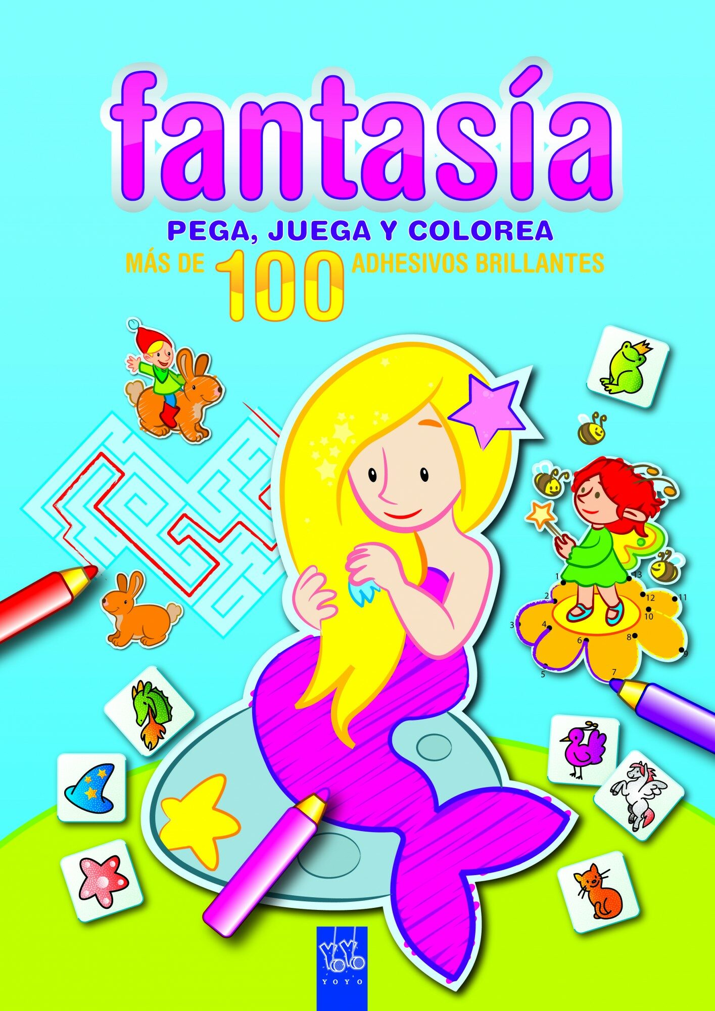 Fantasia: Pega, Juega Y Colorea: Azul por Yoyo