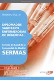 Trailab.it Diplomados Sanitarios Enfermeros/as De Urgencias Del Servicio De De Salud De La Comunidad De Madrid. Sermas. Temario Vol. Iii. Image