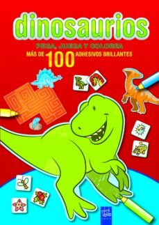 Portada de DINOSAURIOS: PEGA, JUEGA Y COLOREA: ROJO