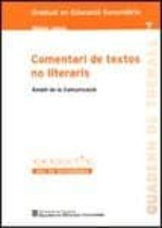 Portada de COMENTARI DE TEXTOS NO LITERARIS. AMBIT DE LA COMUNICACIO. GRADUAT EN EDUCACIO S.
