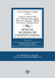 Descargar libros pdf MANUAL DE DERECHO CONSTITUCIONAL. VOLUMEN II de FRANCISCO BALAGUER CALLEJON en español