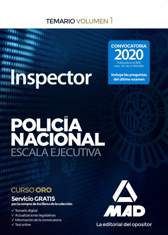 INSPECTOR DE POLICIA NACIONAL. TEMARIO (VOL. 1) Con ISBN 9788414233641 ...